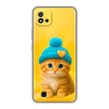 Силиконовый чехол на Realme C20 с принтом Котенок в шапке