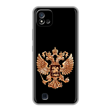 Силиконовый чехол на Realme C20 с принтом Герб России золотой