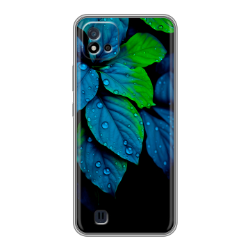 Силиконовый чехол на Realme C20 с принтом Листья и роса
