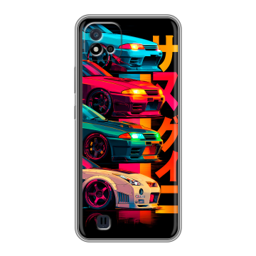 Силиконовый чехол на Realme C20 с принтом Гоночные машины