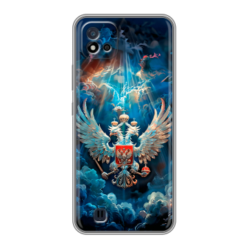 Силиконовый чехол на Realme C20 с принтом Герб флаг России