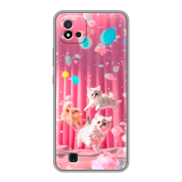 Силиконовый чехол на Realme C20 с принтом милые котики Силиконовый чехол на Realme C20 с принтом милые котики