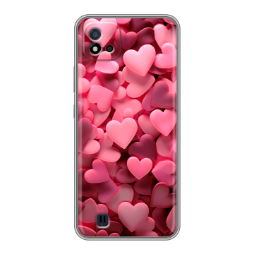 Силиконовый чехол на Realme C20 с принтом розовые сердечки