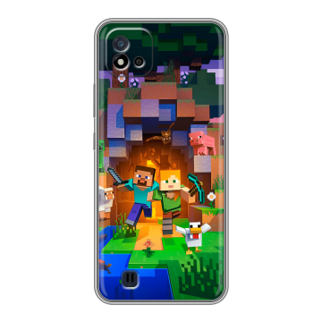 Силиконовый чехол на Realme C20 с принтом Майнкрафт Minecraft Силиконовый чехол на Realme C20 с принтом Майнкрафт Minecraft