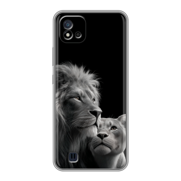 Силиконовый чехол на Realme C20 с принтом Лев кошки Силиконовый чехол на Realme C20 с принтом Лев кошки