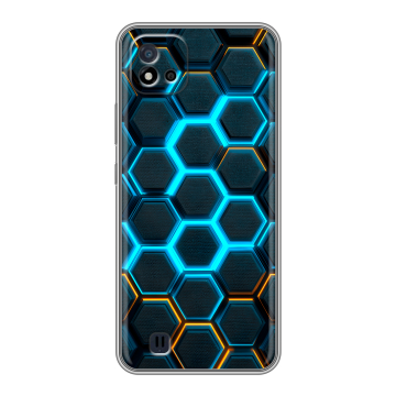 Силиконовый чехол на Realme C20 с принтом Неоновые соты Силиконовый чехол на Realme C20 с принтом Неоновые соты