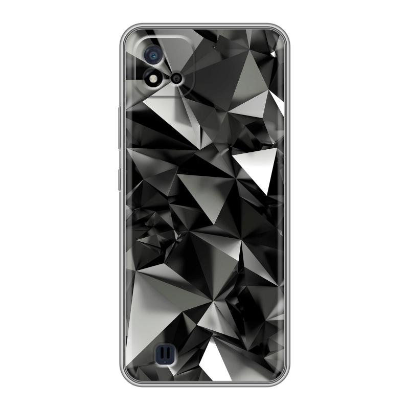 Силиконовый чехол на Realme C20 с принтом Черные кристаллы Силиконовый чехол на Realme C20 с принтом Черные кристаллы