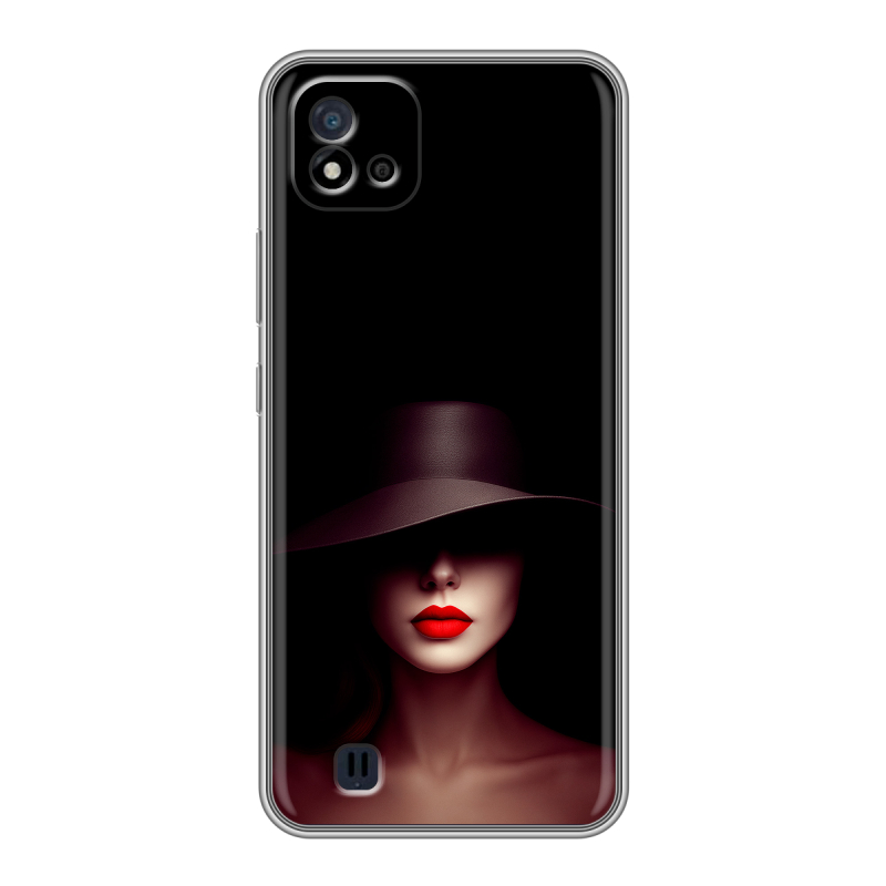 Силиконовый чехол на Realme C20 с принтом Девушка в шляпе Силиконовый чехол на Realme C20 с принтом Девушка в шляпе