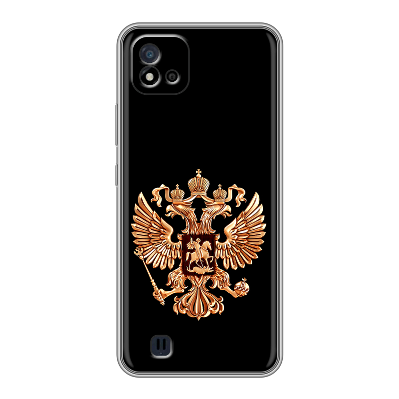 Силиконовый чехол на Realme C20 с принтом Герб России золотой Силиконовый чехол на Realme C20 с принтом Герб России золотой