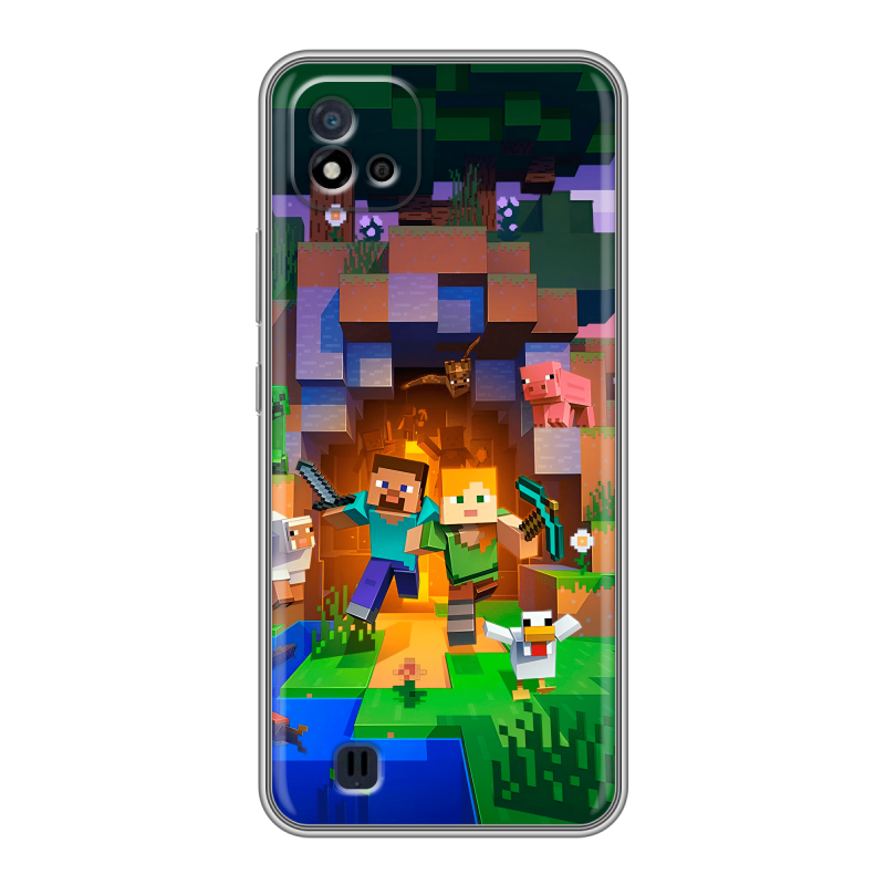 Силиконовый чехол на Realme C20 с принтом Майнкрафт Minecraft Силиконовый чехол на Realme C20 с принтом Майнкрафт Minecraft