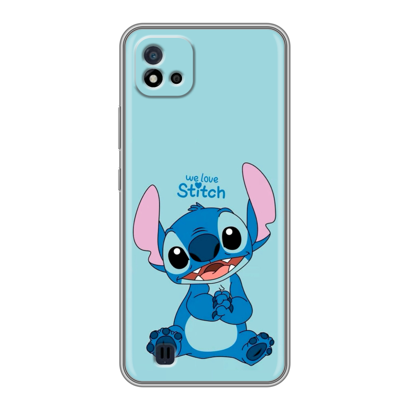 Силиконовый противоударный чехол на Realme C20 с принтом Лило и Стич Силиконовый противоударный чехол на Realme C20 с принтом Лило и Стич