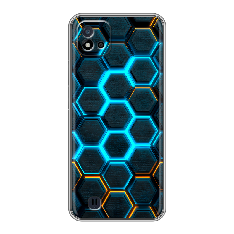 Силиконовый чехол на Realme C20 с принтом Неоновые соты Силиконовый чехол на Realme C20 с принтом Неоновые соты