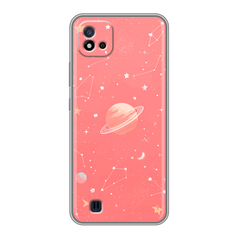 Силиконовый чехол на Realme C20 с принтом Розовый космос Силиконовый чехол на Realme C20 с принтом Розовый космос