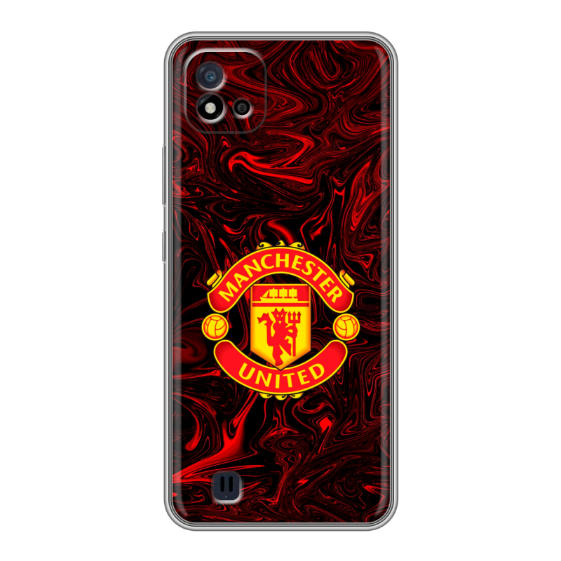 Силиконовый противоударный чехол на Realme C20 с принтом Manchester United Силиконовый противоударный чехол на Realme C20 с принтом Manchester United