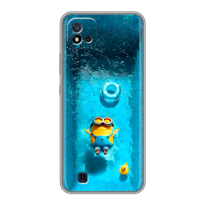 Силиконовый противоударный чехол на Realme C20 с принтом Миньоны Силиконовый противоударный чехол на Realme C20 с принтом Миньоны