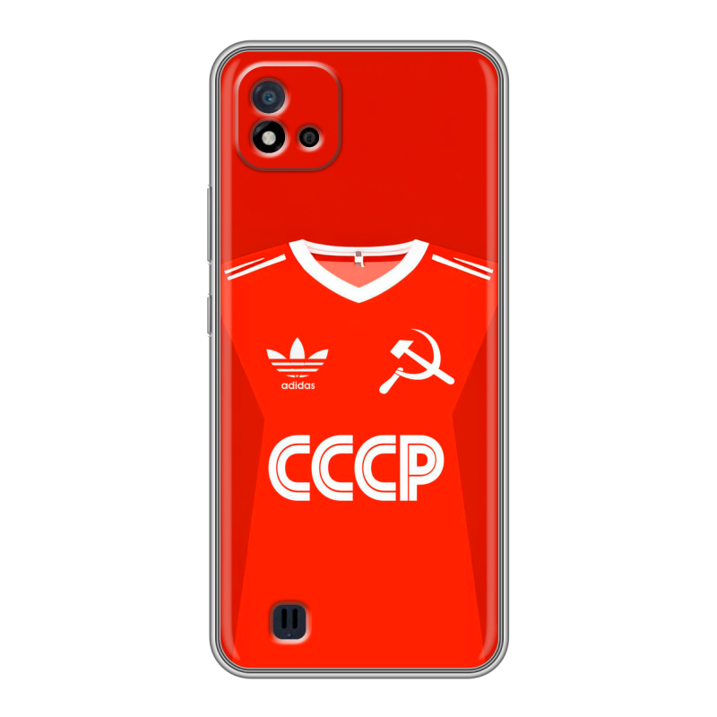 Силиконовый противоударный чехол на Realme C20 с принтом Флаг Герб СССР Силиконовый противоударный чехол на Realme C20 с принтом Флаг Герб СССР