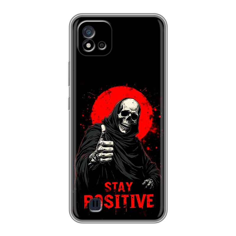Силиконовый чехол на Realme C20 с принтом смешной скелет Силиконовый чехол на Realme C20 с принтом смешной скелет