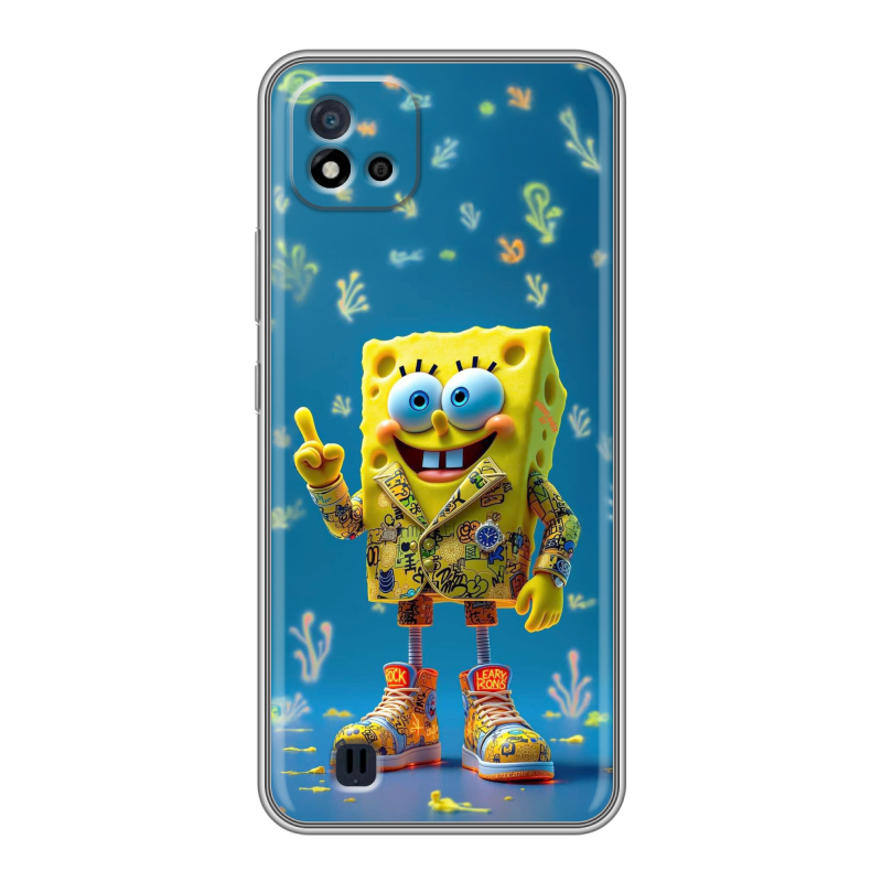 Силиконовый чехол на Realme C20 с принтом Спанч боб Спанчбоб Силиконовый чехол на Realme C20 с принтом Спанч боб Спанчбоб