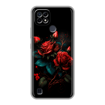 Силиконовый чехол на Realme C21 с принтом Розы красные Силиконовый чехол на Realme C21 с принтом Розы красные