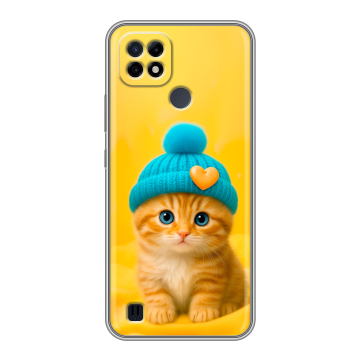 Силиконовый чехол на Realme C21 с принтом Котенок в шапке Силиконовый чехол на Realme C21 с принтом Котенок в шапке