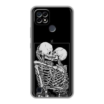 Силиконовый чехол на Realme C21 с принтом Поцелуй скелетов Силиконовый чехол на Realme C21 с принтом Поцелуй скелетов