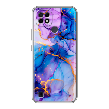 Силиконовый чехол на Realme C21 с принтом синий мрамор
