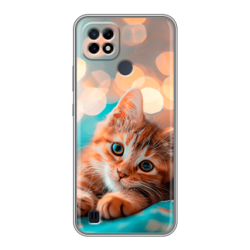 Силиконовый чехол на Realme C21 с принтом котик Силиконовый чехол на Realme C21 с принтом котик