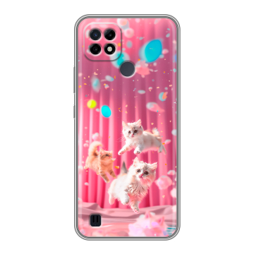 Силиконовый чехол на Realme C21 с принтом милые котики Силиконовый чехол на Realme C21 с принтом милые котики