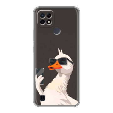 Силиконовый чехол на Realme C21 с принтом утка в очках Силиконовый чехол на Realme C21 с принтом утка в очках
