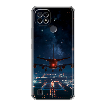 Силиконовый чехол на Realme C21 с принтом самолет Силиконовый чехол на Realme C21 с принтом самолет