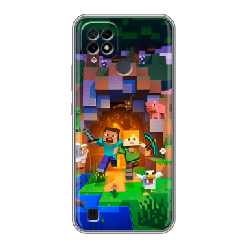 Силиконовый чехол на Realme C21 с принтом Майнкрафт Minecraft Силиконовый чехол на Realme C21 с принтом Майнкрафт Minecraft
