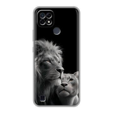 Силиконовый чехол на Realme C21 с принтом Лев кошки