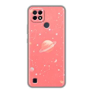 Силиконовый чехол на Realme C21 с принтом Розовый космос