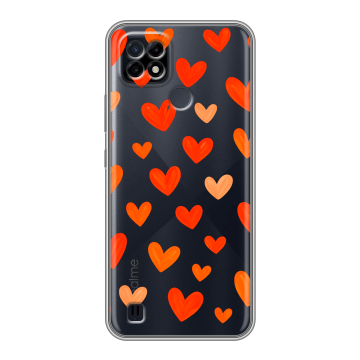 Силиконовый чехол на Realme C21 с принтом Сердечки