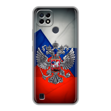 Силиконовый чехол на Realme C21 с принтом Флаг России Силиконовый чехол на Realme C21 с принтом Флаг России