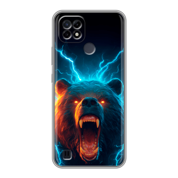 Силиконовый чехол на Realme C21 с принтом Медведь