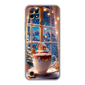 Силиконовый чехол на Realme C21 с принтом Новый год