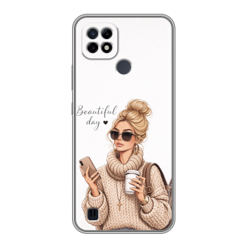 Силиконовый чехол на Realme C21 с принтом женский