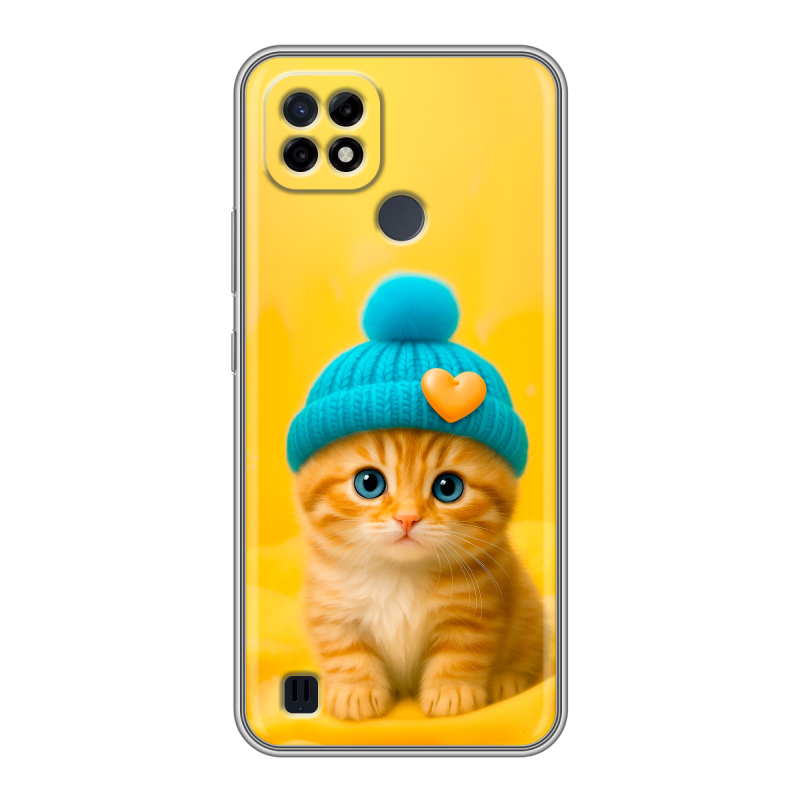 Силиконовый чехол на Realme C21 с принтом Котенок в шапке Силиконовый чехол на Realme C21 с принтом Котенок в шапке