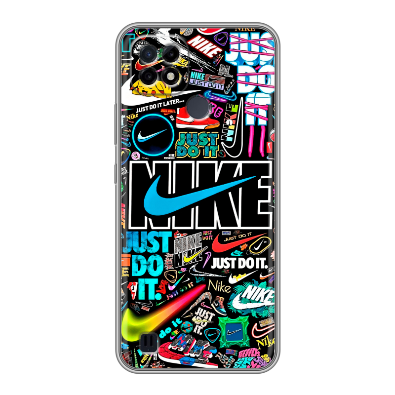 Силиконовый противоударный чехол на Realme C21 с принтом найк nike черный Силиконовый противоударный чехол на Realme C21 с принтом найк nike черный