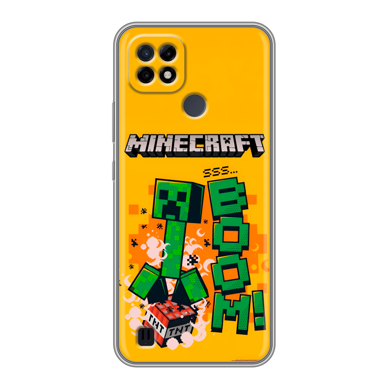 Силиконовый противоударный чехол на Realme C21 с принтом Майнкрафт Minecraft Силиконовый противоударный чехол на Realme C21 с принтом Майнкрафт Minecraft