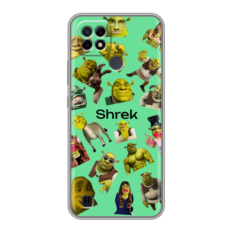 Силиконовый противоударный чехол на Realme C21 с принтом Шрек Shrek Силиконовый противоударный чехол на Realme C21 с принтом Шрек Shrek