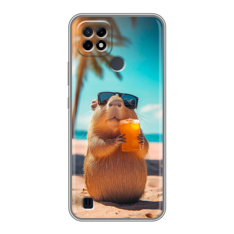 Силиконовый чехол на Realme C21 с принтом Капибара Силиконовый чехол на Realme C21 с принтом Капибара