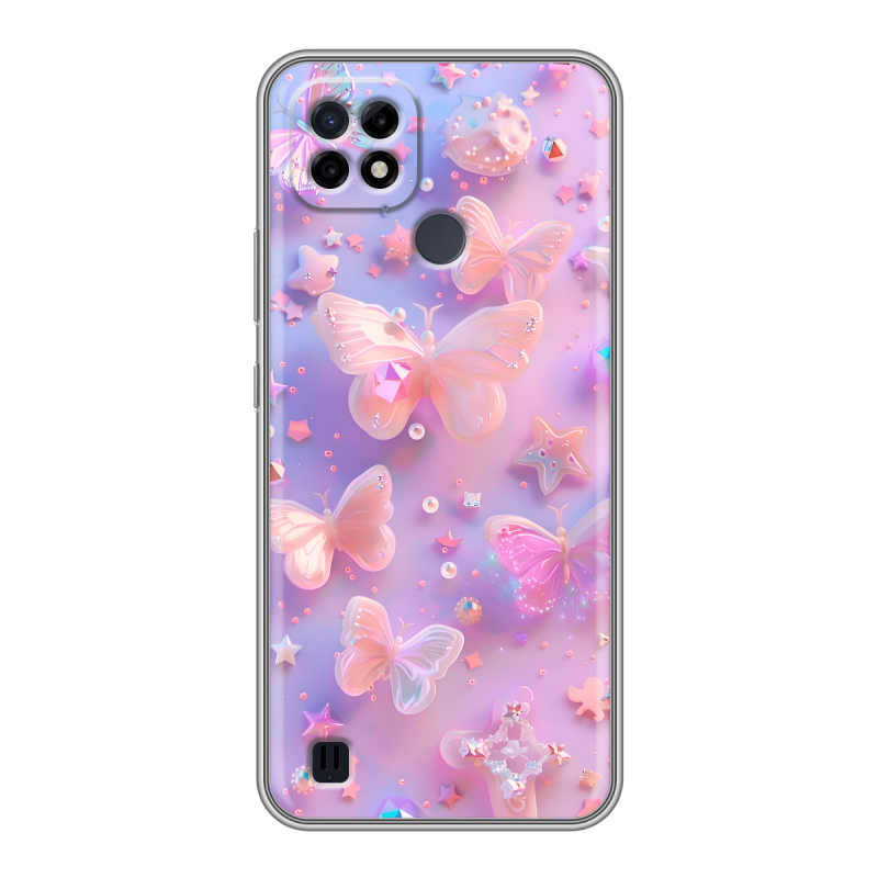Силиконовый чехол на Realme C21 с принтом Бабочки Силиконовый чехол на Realme C21 с принтом Бабочки