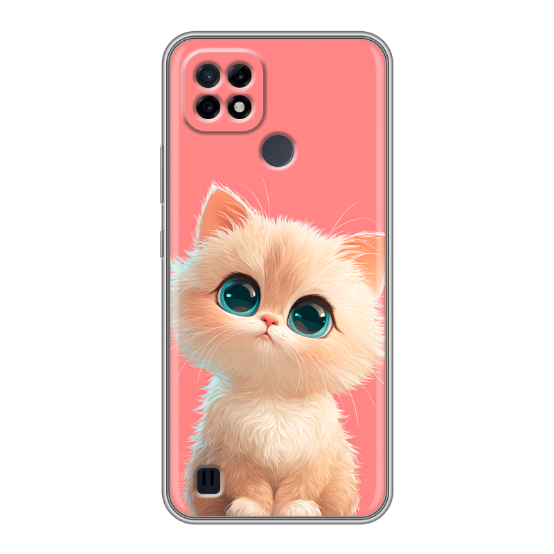 Силиконовый чехол на Realme C21 с принтом Розовый котенок Силиконовый чехол на Realme C21 с принтом Розовый котенок