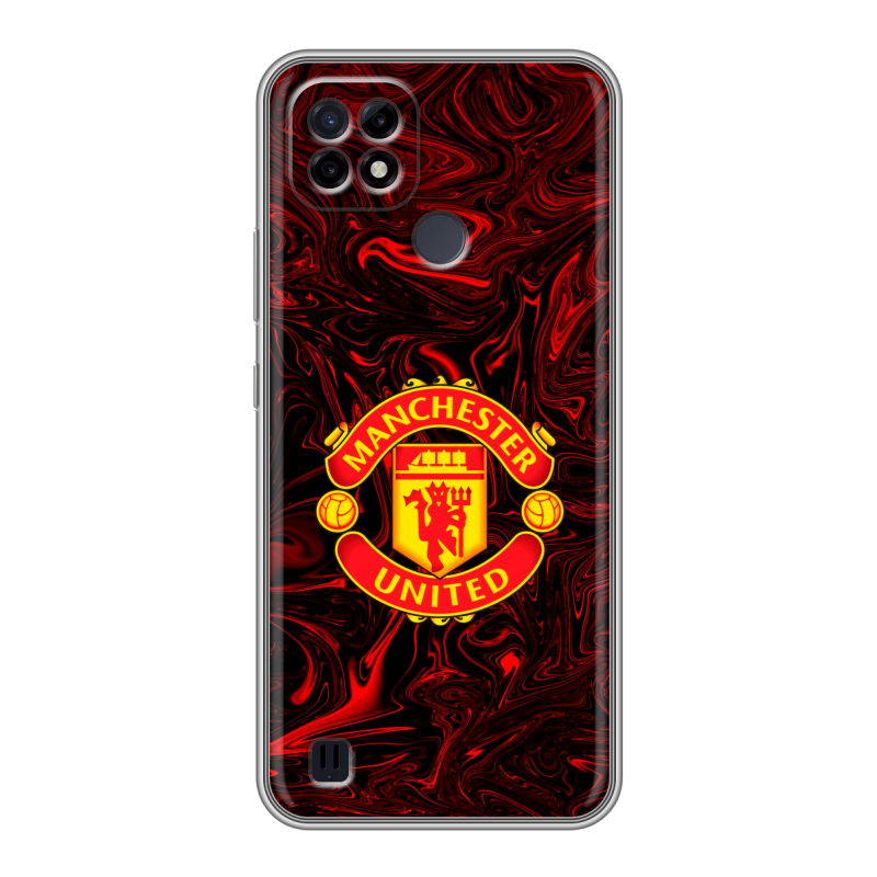 Силиконовый противоударный чехол на Realme C21 с принтом Manchester United Силиконовый противоударный чехол на Realme C21 с принтом Manchester United