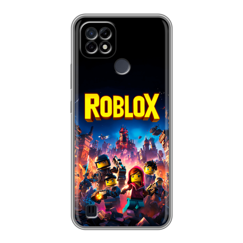 Силиконовый противоударный чехол на Realme C21 с принтом Roblox Роблокс Силиконовый противоударный чехол на Realme C21 с принтом Roblox Роблокс