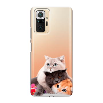 Силиконовый чехол на Xiaomi RedMi Note 10 Pro с принтом Кошки Силиконовый чехол на Xiaomi RedMi Note 10 Pro с принтом Кошки