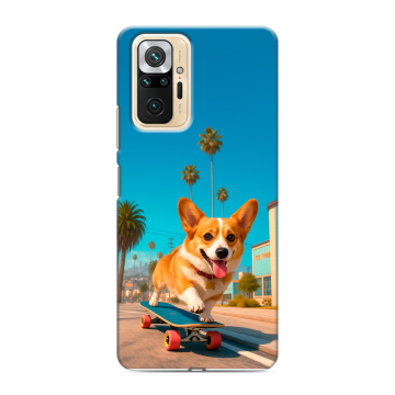 Силиконовый чехол на Xiaomi RedMi Note 10 Pro с принтом Корги на скейте Силиконовый чехол на Xiaomi RedMi Note 10 Pro с принтом Корги на скейте