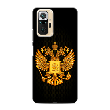 Силиконовый чехол на Xiaomi RedMi Note 10 Pro с принтом Герб России желтый Силиконовый чехол на Xiaomi RedMi Note 10 Pro с принтом Герб России желтый